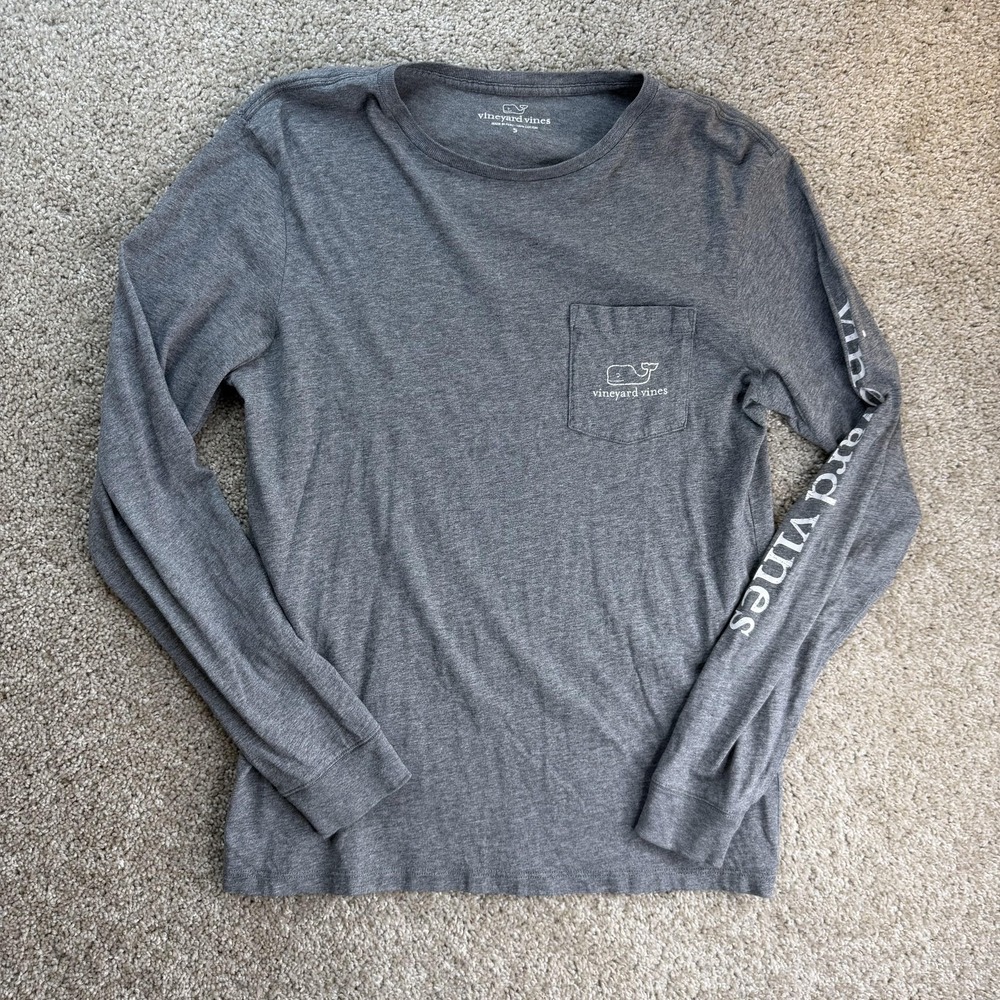 Vineyard Vines Volleyball Whale Shirt Womens Small Gray Long Sleeve Tee T-Shirt
